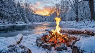 4K ATEŞ  Sesi ve Çıtırtılı Ateş KAR YAĞIŞI RAHAT UYKU | Cozy Fireplace Ambience & Crackling Sounds