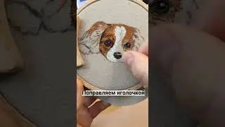 Вышиваем портрет собаки - как сделать шерстку и блики. Вышивка гладью