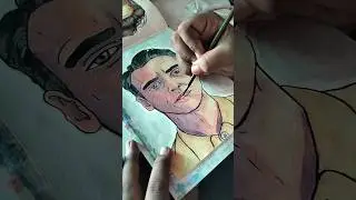 Joaquin phoenix Gouache painting (Male portrait-Day 2/14) #portrait #portraitpainting