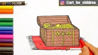 Сундук с сокровищами рисования и раскраски для детей | Как к шаблонам