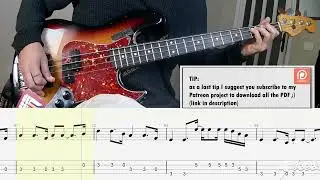 Guns N' Roses - Paradise City BASS COVER + PLAY ALONG TAB + SCORE
