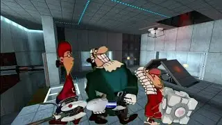 Dr. Livesey on his way to fight GLaDOS