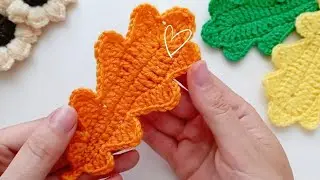 Crochet oak leaf 🍂🧡 MK🧶Crochet a leaf with 💞