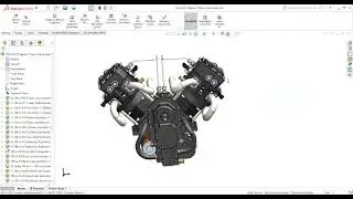 SOLIDWORKS Araba Motoru Tasarımı Montaj / Engine V Twin 4 Valve Head GA