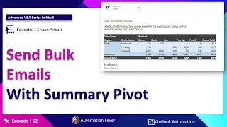 how to send pivot table on outlook mail body | Advanced VBA in Hindi