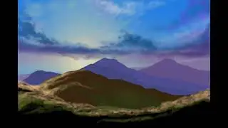 Пейзаж с горами по видеоуроку Procreate