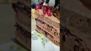 Декор и Разрез Торта🤩. Красиво, сочно, вкусно! 😋 #едасовкусом #shorts  #торт #вау #красота #вкусно