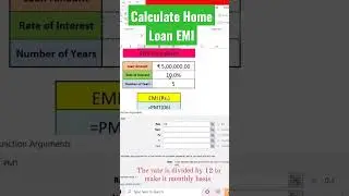 Calculate Home loan EMI #excel #excelformulas #exceltips