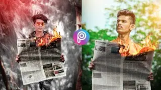 Instagram viral fire newspaper photo editing tutorial in PicsArt | Fire newspaper photo editing