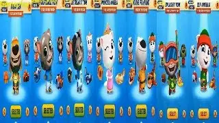 Talking Tom Gold Run  IRON BEN VS Football TOM  Astronaut PRINCESS KUNG FU HANK Splashy ELF  Raccoon