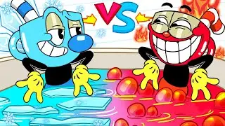 Hot Cuphead vs Cold Mugman | Cuphead Hot vs Cold Challenge | Cuphead DLC Animation