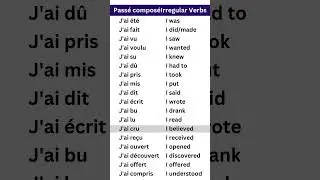 Passe compose of irregular verbs, #frenchvocabulary #frenchphrases #frenglish #frenchforbeginners
