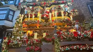 [4k] San Francisco Christmas Walk🎄Union square & Macy's holiday windows,Christmas decorations 2022