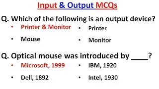 Top 50 Input and Output Devices MCQ Question | Input-Output Processor MCQ