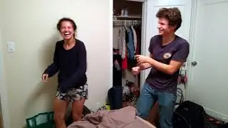 Brother and Sister Harmless Indoor Wrestling - Funny!