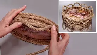 🎁The secret of a beautiful DIY basket: jute, wood and decoupage 😃