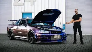 FIRST DRIVE & WALK AROUND OF MY FRESH R34 GTR DREAM BUILD!!