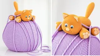 A PURR-fect Cake 🎂 Ball of Wool Cake Tutorial + Adorable Cat Cake Topper