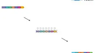 seven staged linear process diagram flat powerpoint design