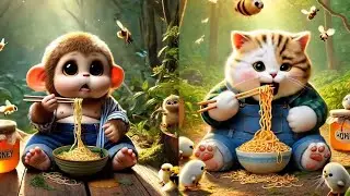 Their expressions when they eat are so cute!#cartoon #ai #cuteanimals #cure