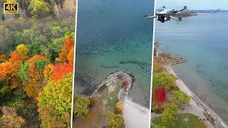 Autumn Serenity at Ontario Lake Park: A Drone's View of Nature's Canvas