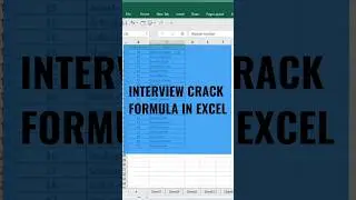 #shorts Interview Crack Formula in Excel #excel