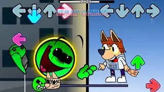 FNF NEW Geometry Dash 2.3 vs Bluey, Bingo, Mackenzie, Leo & Poffer Sings Can Can | Fire In The Hole