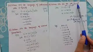 Obtain Context Free Grammar for strings| Context Free Language| Examples
