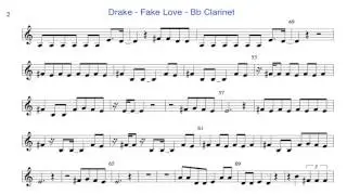 Drake - Fake love - Cover (Bb Clarinet) Notes
