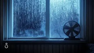Bedroom Fan Noise & Heavy Rain On Window 💤 Black Screen | 12 Hours | Sleep In Series