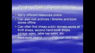 Finding Public Domain Works (Public Domain Information Tutorial)