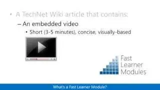 Fast Learner Modules in the TechNet Wiki