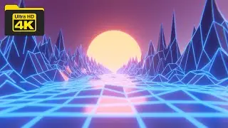 4K Video | Neon terrain retro abstract | Loop Video | No Copyright Video Background