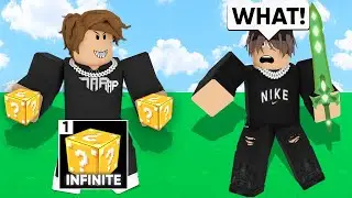 I Secretly CHEATED Using INFINITE LUCKY BLOCKS.. (Roblox Bedwars)
