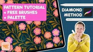 Make a Whimsical Trailing Floral Pattern in Procreate | Free Stamp Brushes & Gold Texture