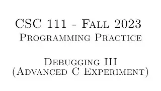 C Programming Practice (Fall 2023) - 5.03 - Debugging III (Advanced C Experiment)