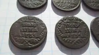 Полушки 1735 года, 8 штук.