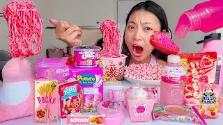 MUKBANG ALL FOODS ARE PINK 😱🥳
