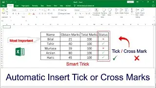 How to Insert Tick and Cross Mark in excel | Smart Trick |