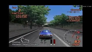 Gran Turismo 2 A-Spec Stock laps ( Renault Sport Spider ) Rome Short Circuit 1:01.928