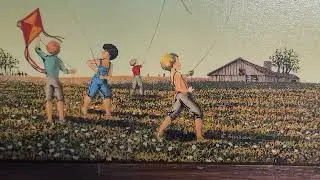 Original Vintage Art on Silkscreen by H Hargrove 16in x 20in