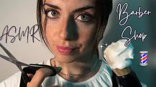 4K ASMR: Barber Shop and Hair Trim ✂️💈 (scissors, soft spoken, lotion, brushing sounds)