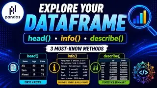 🏆 Pandas head(), info() & describe() Explained 🚀 Explore Any DataFrame Like a Pro