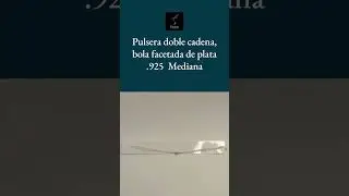 Pulsera de plata doble cadena, bola facetada Mediana