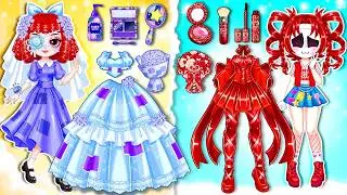 PURPLE vs RED! Ragatha and Gangle Makeup & Glowing Up | DIY Satisfying Paper Doll