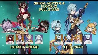 C0R1 Chasca Anemo + C0 Eula Cryo | Spiral Abyss 6.4 Floor 12 Full Stars