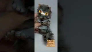 Котик Экзотик игрушка ручной работы в смешанной технике