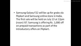 Tech Talks- Samsung Galaxy F22 With 6,000mAh Battery, 48-Megapixel Primary Camera Launched