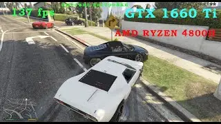 Тест FPS в GTA на ноутбуке с видеокартой GTX 1660Ti и процессором AMD Ryzen 7 4800H