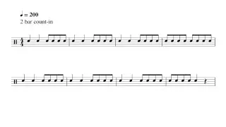 Speedy snare quarters and eighths - INTERACTIVE Sight Reading Practice for Drums - PLAY ALONG